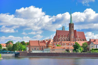 View on Church of the Holy Cross and St. Bartholomew, Odra river clipart