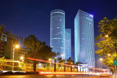 TEL AVIV, ISRAEL- APRIL, 2017: Night city, Azrieli center, Israe clipart