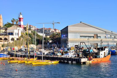 Tel Aviv, İsrail - Nisan, 2017: Tarihi kent merkezine ve Te için bağlantı noktası, Jaffa