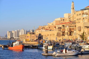 Tel Aviv, İsrail - Nisan, 2017: Tarihi kent merkezine ve Te için bağlantı noktası, Jaffa