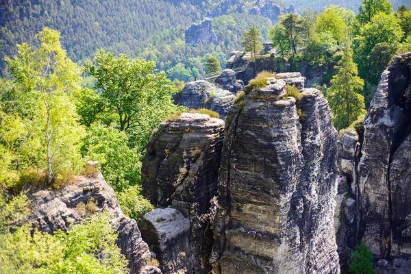 Bastei rock formations, Saxon Switzerland National Park, Alemanha — Fotografia de Stock