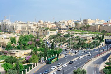 Jerusalem, İsrail - Nisan 2017: Jerusalem modern çeyrek yakın ol