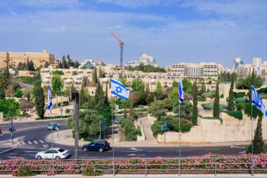 Jerusalem, İsrail - Nisan 2017: Jerusalem modern çeyrek yakın ol