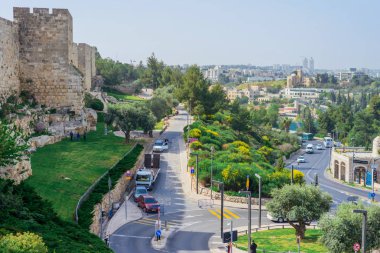 Jerusalem, İsrail - Nisan 2017: Jerusalem modern çeyrek yakın ol