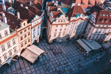 Prague, Çek Cumhuriyeti - Mayıs 2017: havadan görünümü eski kasabanın s
