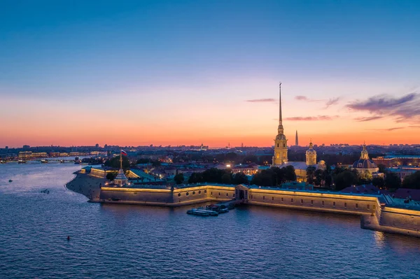 Saint Petersburg. Russia. Panorama of St. Petersburg. Peter and Paul Fortress top view. Rabbit Island. Vasilyevsky Island. Travel to Russia