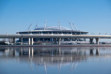 St. Petersburg, Rusya - Nisan 2019: Krestovsky adasında yeni bir stadyum, Saint Petersburg Arena, nam-ı diğer Zenith Arena, nam-ı diğer Krestovsky Stadyumu