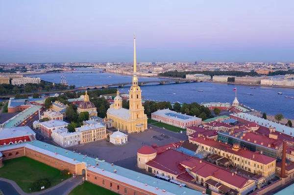 Evening aerial view, Peter and Paul Fortress, Neva river, Saint Petersburg, Russia — Stock Photo, Image