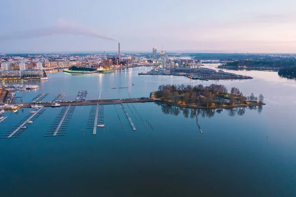 Helsinki. Finland. Bird eye view of the city from the Gulf of Finland, aerial view — 스톡 사진