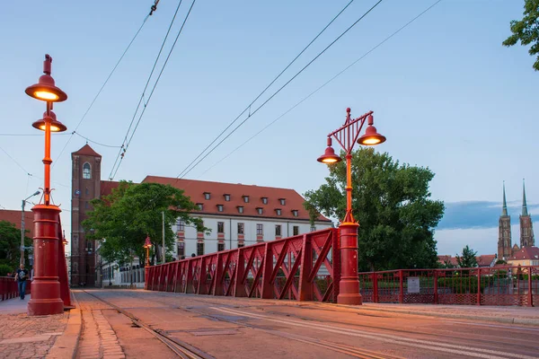 Most Piaskowy nad Odrą, Wrocław, Polska. — Zdjęcie stockowe