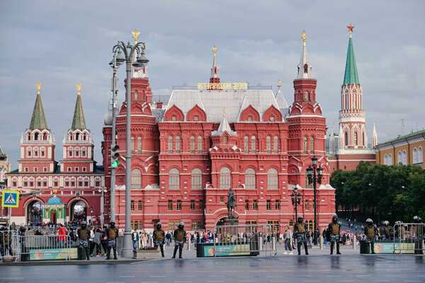MOSCOW, RUSSIA - AUGUST, 2019: The building of the State historical Museum on red square in Moscow