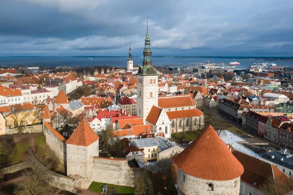 Tallinn Cityscape Észtországban Kilátás Szent Mária Székesegyházra Régi Városközpontra — Stock Fotó