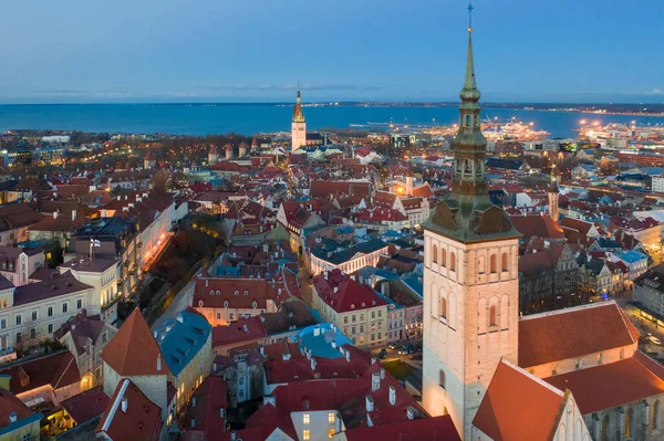 Tallinn estonia view from drone. Aerial photo of a historical city center