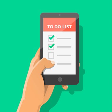 Smartphone ekranında onay kutuları. Kavram listelemek için. 