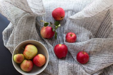 kumaş üzerinde kırmızı elmalar 