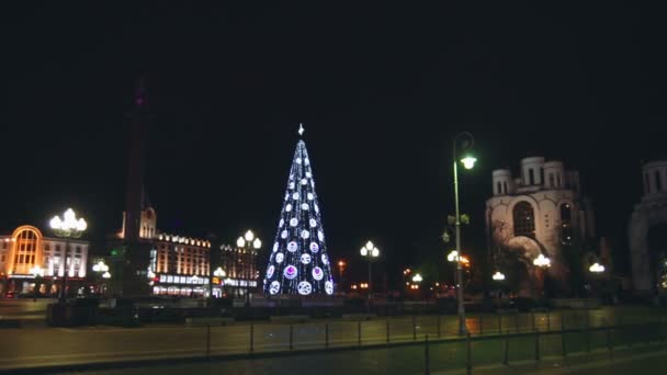 Vánoční veletrh vánoční strom města — Stock video