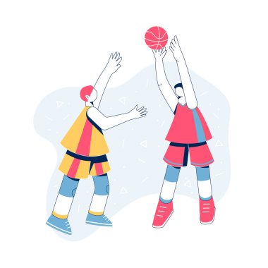 Erkekler basketbol oynuyor. Blok atışı.