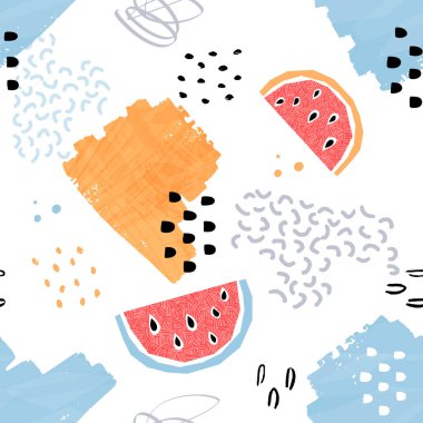 Soyut kolaj kusursuz desen. El yapımı elementler. Vektör illüstrasyonu.