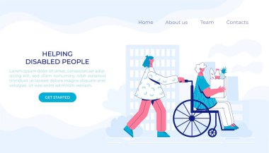 Gönüllü yardım devre dışı. Tekerlekli sandalyedeki kadın.