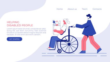 Gönüllü yardım devre dışı. Tekerlekli sandalyedeki kadın.