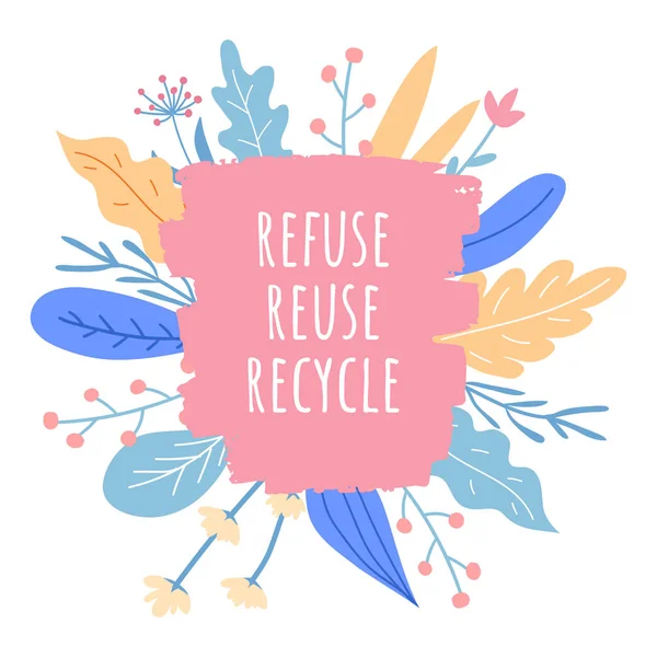 Refuser la réutilisation recycler la conception d'affiches. Concept d'écologie . — Image vectorielle