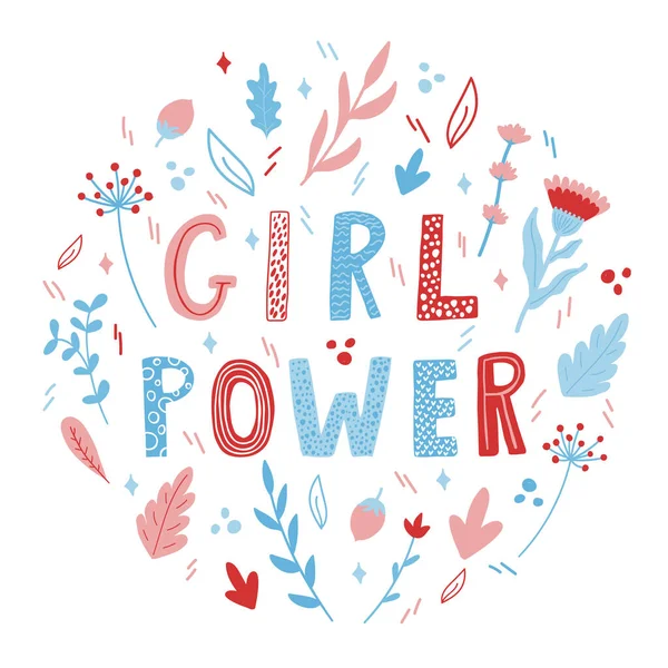 Lány hatalmi felirat koncepció. Feminista szlogen. Nyomtatás poszter vagy ruhatervezéshez. — Stock Vector
