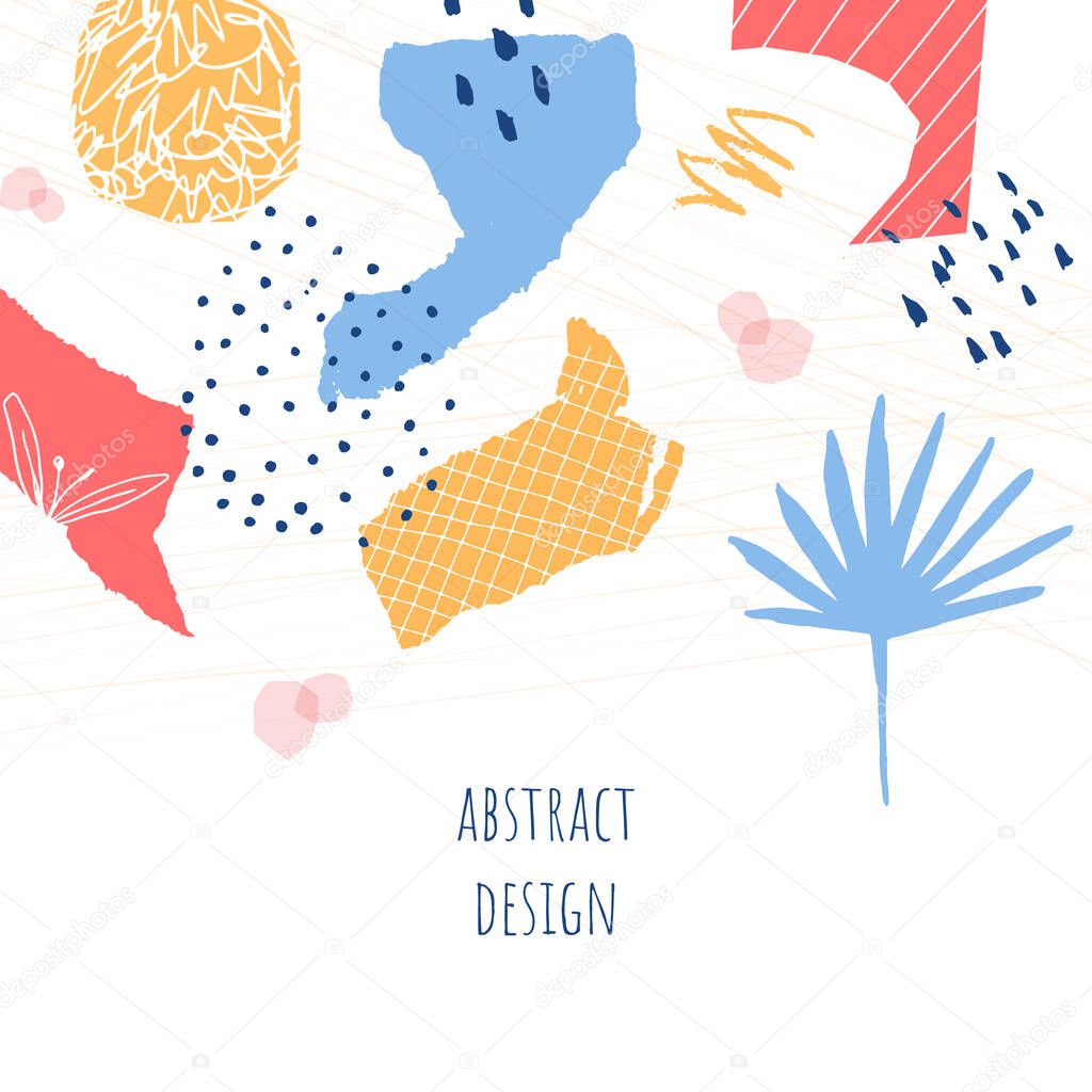 Abstract colorful collage background. Wallpaper hand drawn design. 