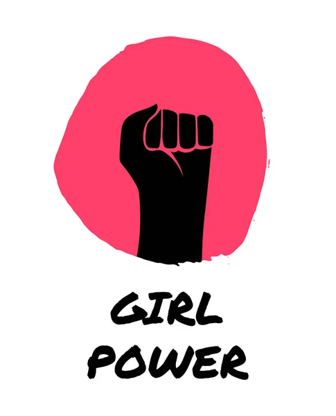 女孩力量字母的概念。女权主义者的口号海报或服装设计印刷. — 图库矢量图片