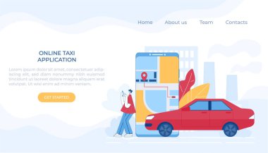 Araba paylaşım konsepti. Mobil uygulama. Vektör illüstrasyonu.