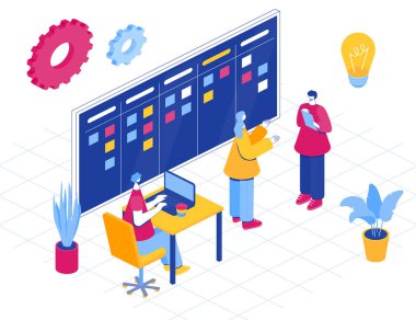 Çevik proje yönetim süreci. İletişim, takım çalışması, iş süreci.