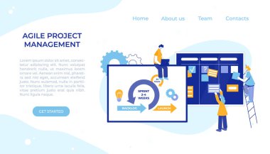 Çevik proje yönetim süreci. İletişim, takım çalışması, iş süreci.