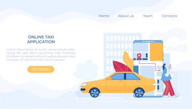 Araba paylaşım konsepti. Mobil uygulama. Vektör illüstrasyonu.