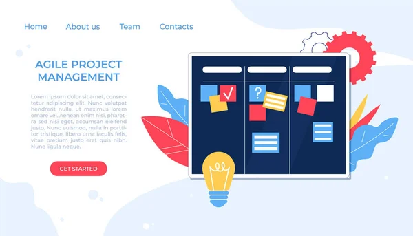 Tableau Kanban. Illustration vectorielle. Page de débarquement . — Image vectorielle