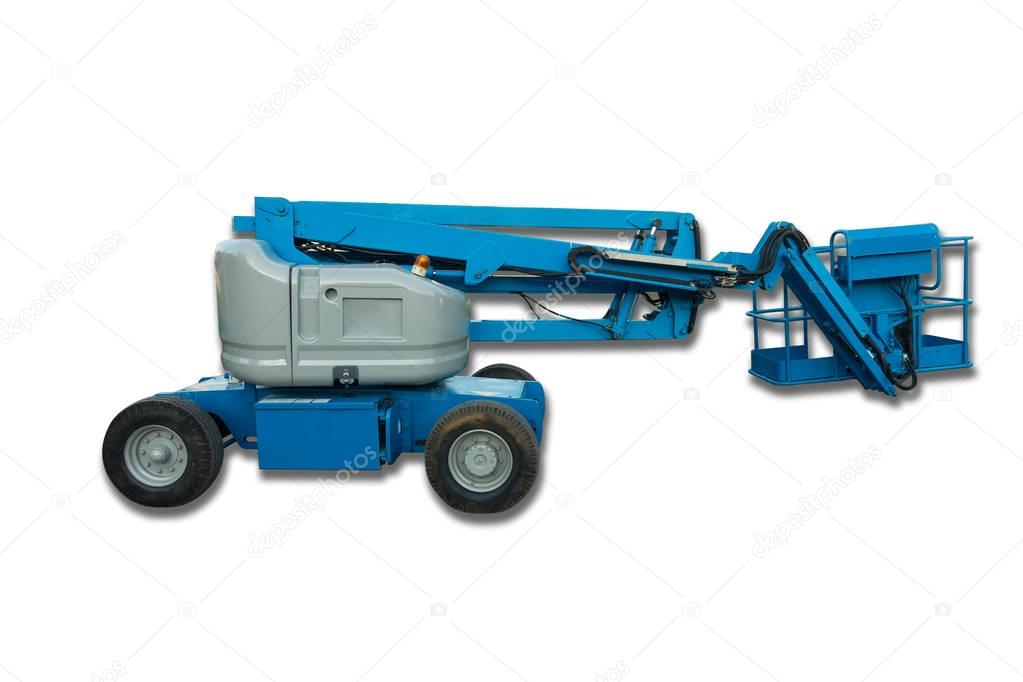 Lifting boom lift on isolation white background.