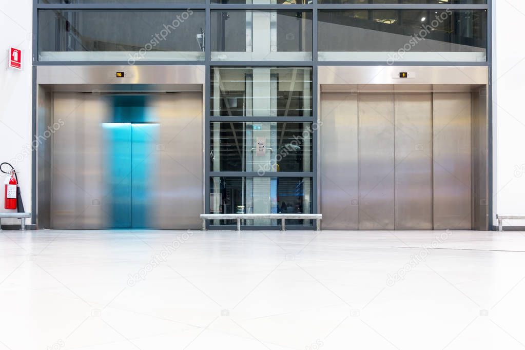 Modern elevator in the department store, Interior