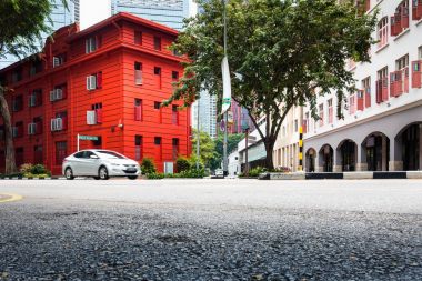 Chinatown ve iş şehir merkezinde Singapur., kavşak sokak