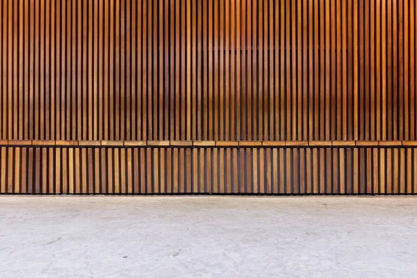 Decorative wooden wall and bench of modern style, Inerior