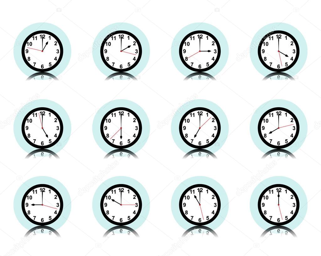 Clock wall collection, timer icon set, Vector, Illustration