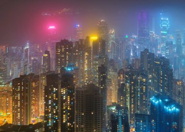 En yüksek Hong Kong, Hong Kong cityscape gece sahne