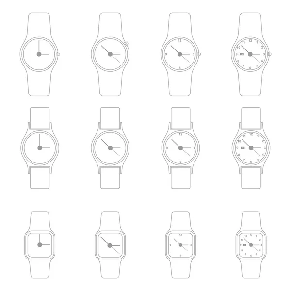 Zeigeruhr-Symbol-Set, minimalistisches Icon-Design, Vektor — Stockvektor