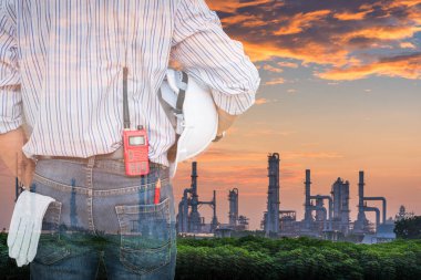 Çift pozlama mühendis ve petrol rafineri tesisi