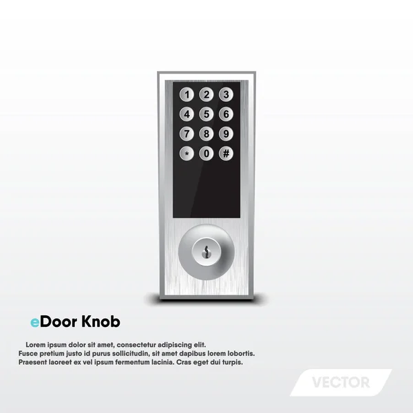 Pomo electrónico de puerta de seguridad, Diseño moderno, Vector — Vector de stock