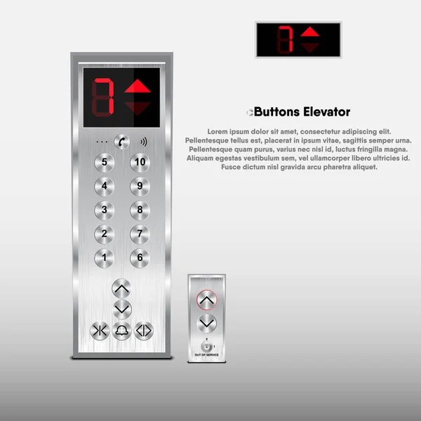 Buttons and display modern design for elevator., Lift — Stock Vector