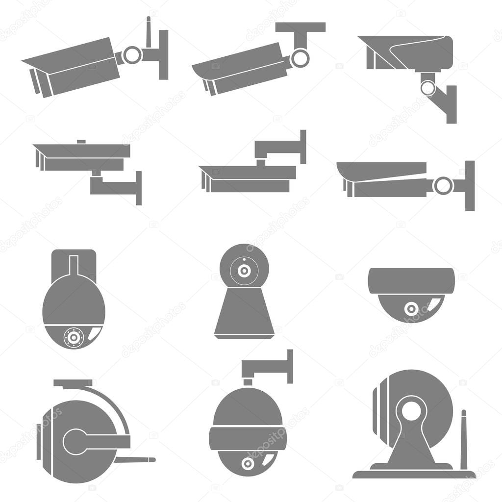 Security CCTV camera icons catalogue., Vector, Ilustration