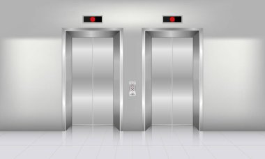 Gerçekçi asansörde ofis bina., iç kavramı, vektör