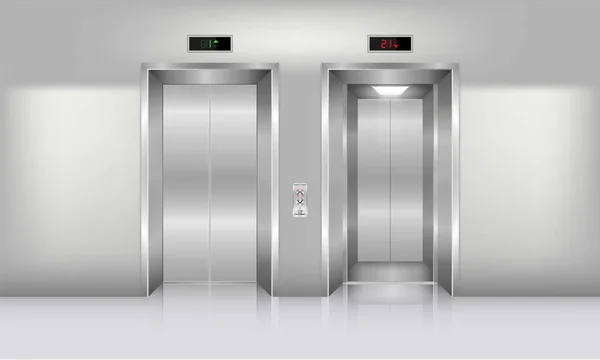 Ascenseur réaliste dans un immeuble de bureaux., Concept intérieur, Vecteur — Image vectorielle
