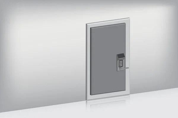 斜めビュー。、室内の概念の完全なセットを持つ単一のドア — ストックベクタ