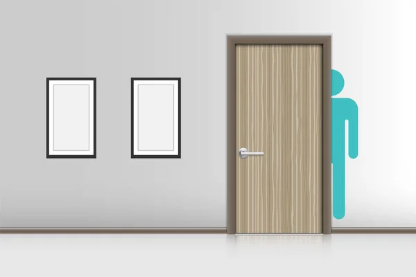 現実的な 1 つのドアと休憩室の装飾的なインテリア — ストックベクタ
