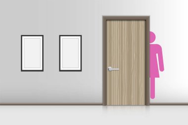 Gerçekçi tek kapı ve Oda dinleniyor dekoratif bir iç