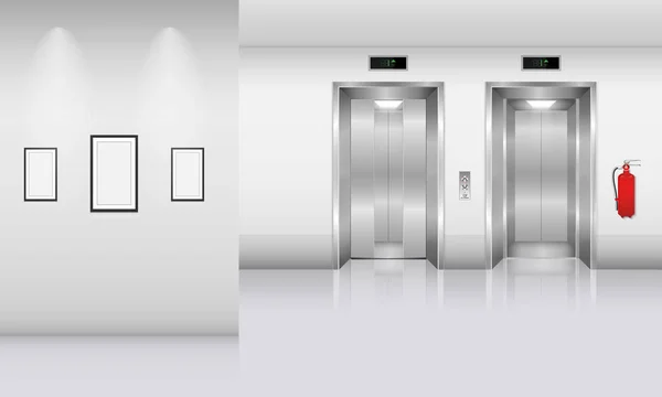 Ascenseur réaliste dans un immeuble de bureaux, Concept intérieur, Vecteur — Image vectorielle